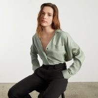 EVERLANE The Oversized Cotton Shirt – women’s green drop shoulder lightweight shirts