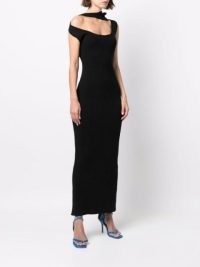 Y/Project ribbed-knit cutout dress in black | cut out evening dresses | women’s contemporary long length partywear | chic occasion fashion
