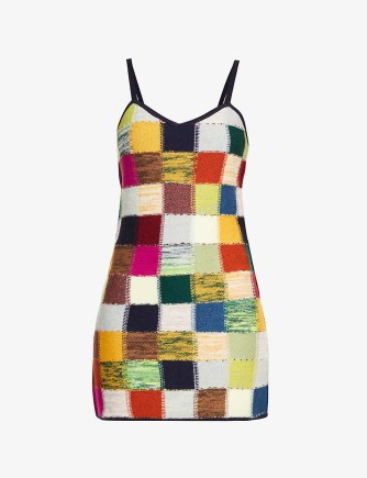 ACNE STUDIOS Kiarra checked wool-blend mini dress – multicoloured knitted slip dresses - flipped