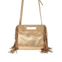 Lanamara AMELIE CROSS BODY BAG GOLD ~ luxe fringed boho crossbody ~ bohemian leather shoulder bags ~ evening top handle handbags