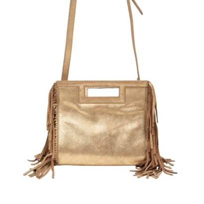 Lanamara AMELIE CROSS BODY BAG GOLD ~ luxe fringed boho crossbody ~ bohemian leather shoulder bags ~ evening top handle handbags