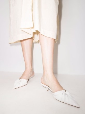 Angelo Figus Marry Me Now 35mm pointed-toe mules / front ruched pointy slip-on kitten heels - flipped