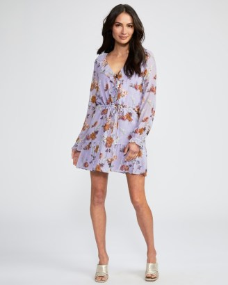 PAIGE Anjelina Silk Dress in Lavender Multi ~ floral print ruffle trim dresses ~ tiered hem - flipped