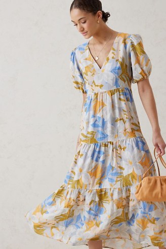 Kachel Luna Linen Dress | floral tiered dresses - flipped