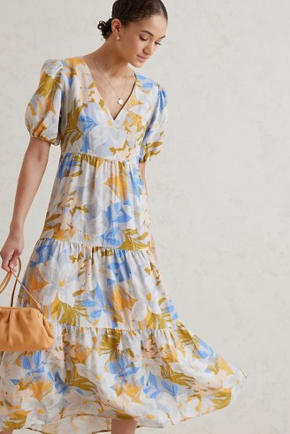 Kachel Luna Linen Dress | floral tiered dresses