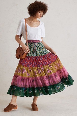 M.A.B.E Lucca Printed Maxi Skirt / womens multicoloured mixed print skirts / multi prints / boho clothing