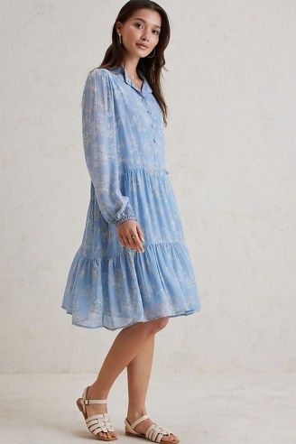 Second Female Aster Dress Blue / floral tiered shirt dresses / feminine clothing