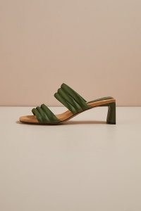 Shoe The Bear Sylvi Padded Heels ~ green satin wide strap mules