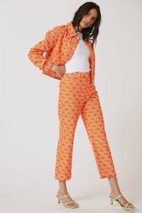 Another Girl Disco Pants Orange Motif / womens retro print trousers
