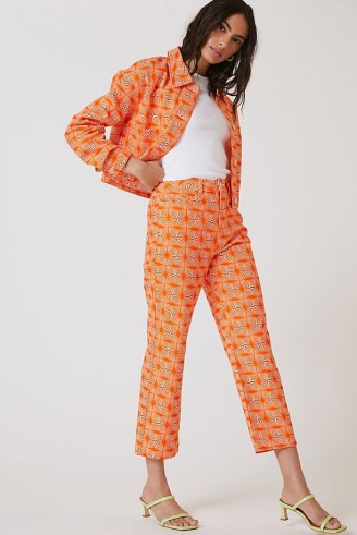 Another Girl Disco Pants Orange Motif / womens retro print trousers