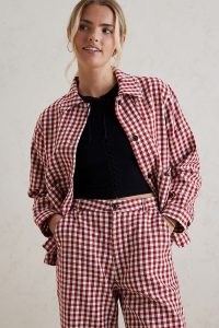 Nudie Jeans Weronica Printed Jacket Red / women’s checked cotton jackets