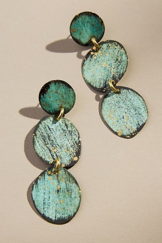 Sibilia Amazonia Pebble Drop Earrings Green ~ three tier statement drops ~ bohemian jewellery ~ boho accessories - flipped