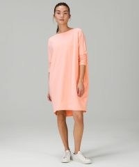 lululemon Back in Action Long Sleeve Dress Dew Pink ~ slouchy oversized cotton sweat dresses