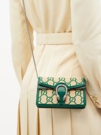 GUCCI Dionysus super mini faux raffia cross-body bag ~ green and beige crossbody bags
