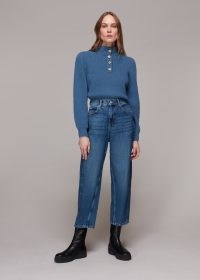 WHISTLES AUTHENTIC BARREL LEG JEAN – womens high waist blue denim jeans