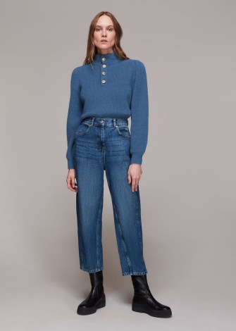 WHISTLES AUTHENTIC BARREL LEG JEAN – womens high waist blue denim jeans - flipped