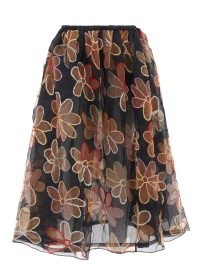 ASHISH Big Daisy floral-cutwork silk-organza skirt / black floral sheer overlay evening skirts / floaty occasion fashion / women’s designer event clothing / floaty and feminine