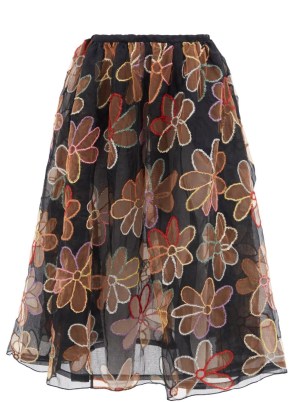 ASHISH Big Daisy floral-cutwork silk-organza skirt / black floral sheer overlay evening skirts / floaty occasion fashion / women’s designer event clothing / floaty and feminine - flipped