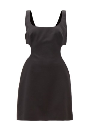 VALENTINO Cutout wool-blend crepe dress – cut out LBD – women’s designer evening fashion – black sleeveless mini dresses - flipped