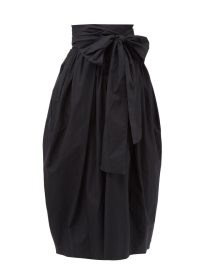 CECILIE BAHNSEN Junita waist-sash cotton-poplin midi skirt | black voluminous tulip shaped skirts | women’s fashion with volume
