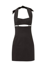 JACQUEMUS Limao cutout twill mini dress – black cut out halterneck dresses – LBD – glamorous halter neck evening fashion