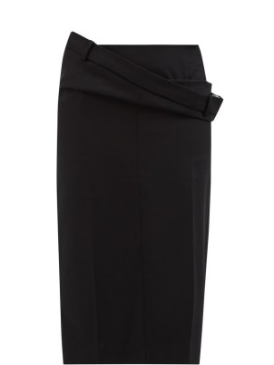 JACQUEMUS Vela layered-waist wool pencil skirt ~ black layered asymmetric waist skirts - flipped