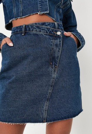Missguided blue co ord asymmetric denim mini skirt | crossover waist skirts