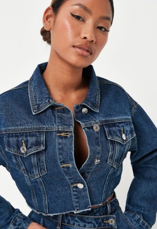 Missguided blue co ord cropped raw hem denim jacket | women’s casual ...