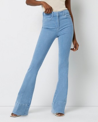 River Island BLUE HIGH WAISTED FLARED JEANS | women’s denim flares - flipped
