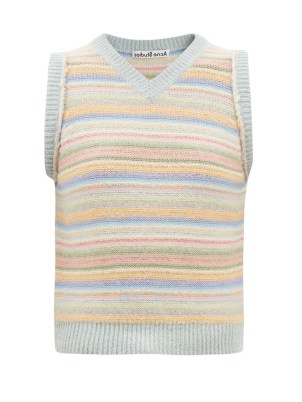 ACNE STUDIOS Kimma striped sweater vest | womens sleeveless knitted sweaters | women’s designer pastel stripe vests | multicoloured tanks - flipped