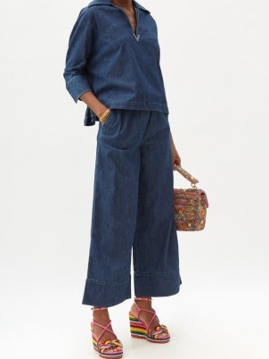 VALENTINO Optical V wide-leg jeans | women’s designer blue denim fashion