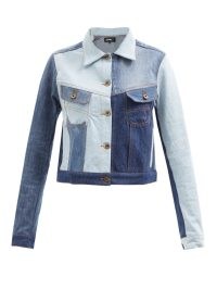 AHLUWALIA Rework patchwork denim jacket / womens casual colour block jackets / blue tonal outerwear