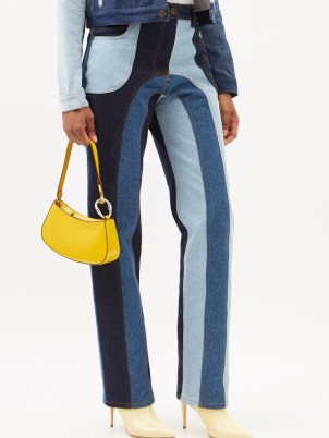 AHLUWALIA Rework patchwork denim jeans | women’s blue tonal colour block fashion | womens clourblock clothes - flipped