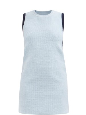 JACQUEMUS Sorbetto scoop-back chenille mini dress ~ light blue sleeveless knitted dresses ~ cut out back fashion