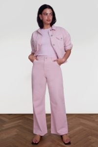 ALIGNE CARLOTTA HIGH WAIST WIDE LEG JEAN Bubblegum ~ women’s pink organic cotton denim jeans