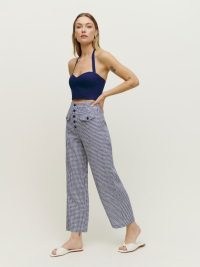 REFORMATION Carly Linen Pant Challah Check / women’s checked summer pants / womens cropped trousers