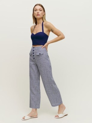 REFORMATION Carly Linen Pant Challah Check / women’s checked summer pants / womens cropped trousers