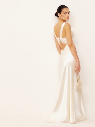 REFORMATION Chania Dress in Ivory / silk open back wedding dresses / luxe vintage style occasion clothing / sheer lace detail