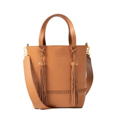 Lanamara COCO SHOPPER TOTE BROWN ~ chic tasseled shopper bags ~ neutral boho look handbags - flipped