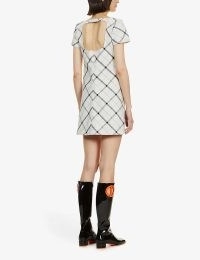 COURREGES Checked square-neck recycled-polyester mini dress – check print short sleeved cut out detail dresses – open back fashion