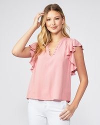 PAIGE Dewan Top in Lipstick Pink ~ feminine flutter sleeve tops