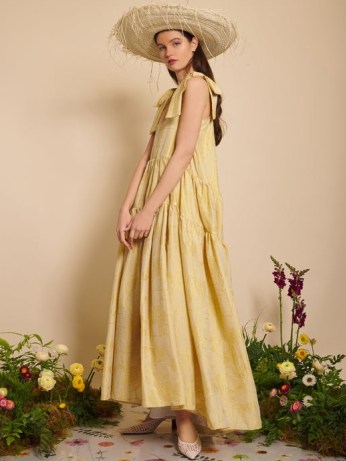 sister jane DREAM BEE BOTANICAL Nectar Jacquard Maxi dress in Mimosa – yellow tiered summer dresses