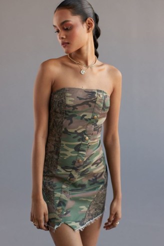 UO Incognito Denim Tube Dress | strapless camouflage mini dresses | women’s camo print fashion - flipped