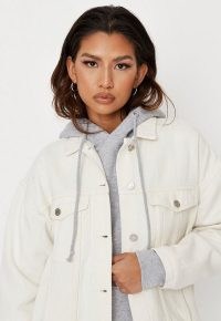 MISSGUIDED ecru oversized denim jacket – womens casual jackets