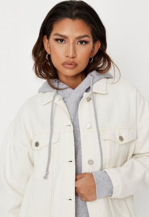 MISSGUIDED ecru oversized denim jacket – womens casual jackets