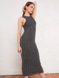 ALIGNE EMILY RACER MIDI DRESS BLACK LUREX | sleeveless open back metallic thread dresses | women’s knitted fashion