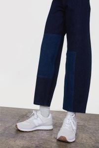 ALIGNE FEBE BARREL PATCHWORK JEAN DARK INDIGO | women’s tonal blue denim jeans