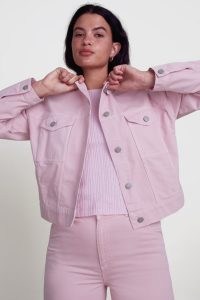ALIGNE FERUZA OVERSIZED DENIM JACKET Bubblegum ~ womens casual pink organic cotton jackets