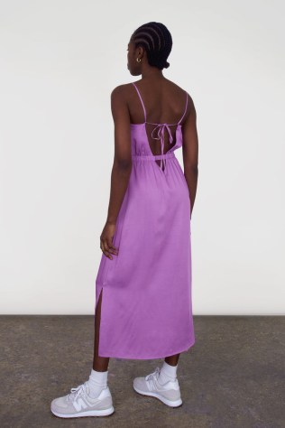 ALIGNE FRANCESCA SLIP DRESS WITH SELF TIE | lilac cami dresses | spaghetti strap fashion | strappy back cut out detail clothing - flipped