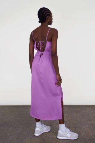 ALIGNE FRANCESCA SLIP DRESS WITH SELF TIE | lilac cami dresses | spaghetti strap fashion | strappy back cut out detail clothing